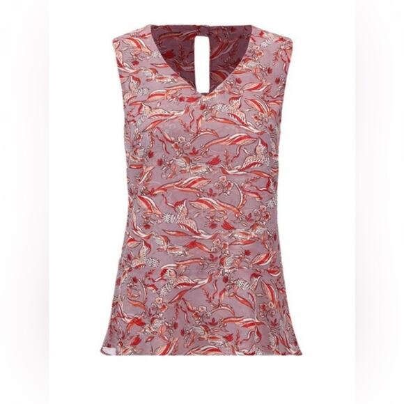 CAbi Good Luck Blouse Oriental Bird Sleeveless Blouse Style 3611 Size L Career - Picture 1 of 12